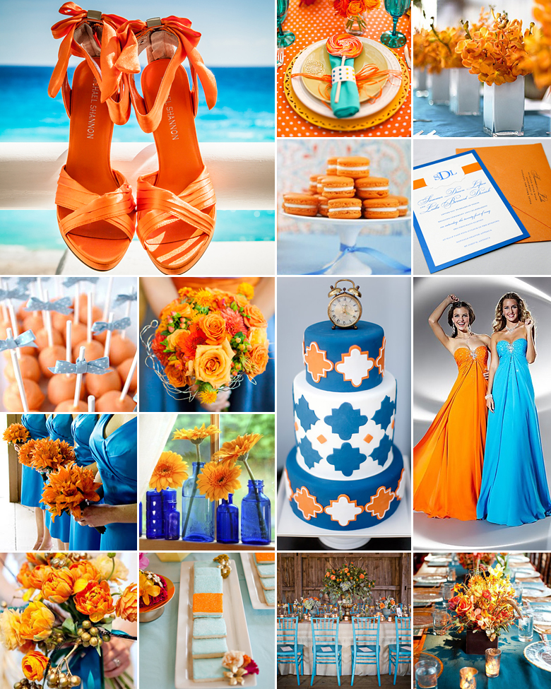 Bright Blue and Orange Weddings