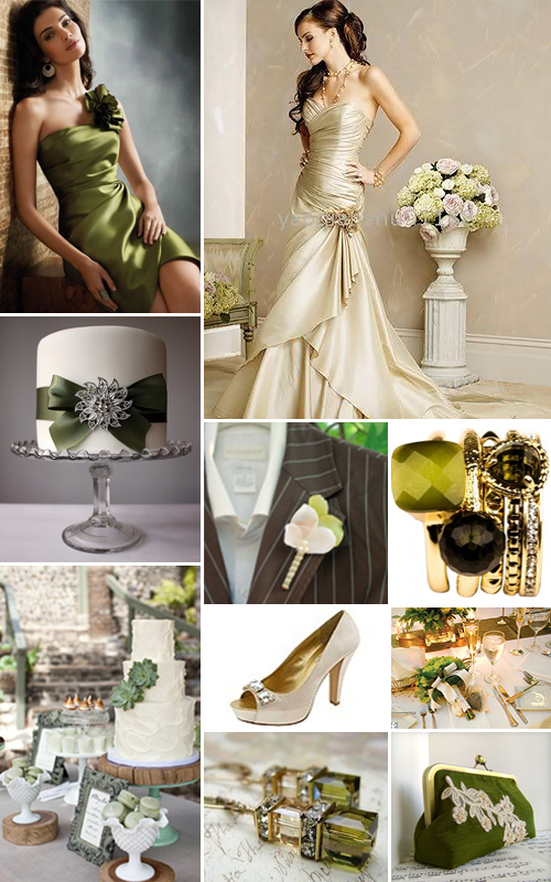 Champagne and Olive Green