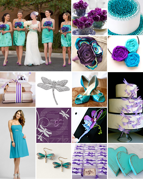 Turquoise, Purple and Dragonflies