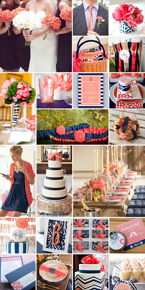 Navy and Coral Weddings
