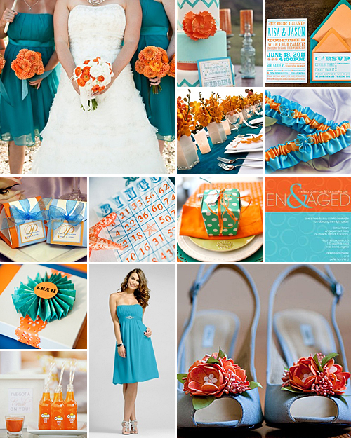 Turquoise and Orange Weddings