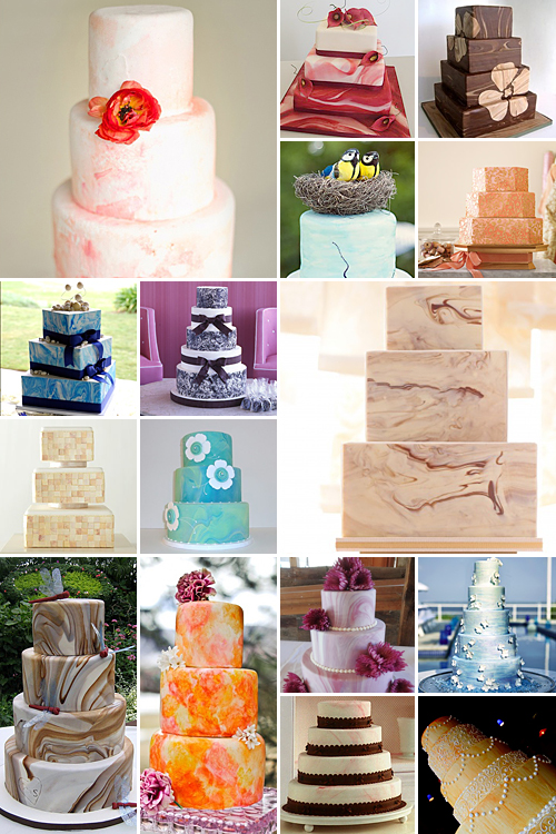 Marbled Wedding Cakes