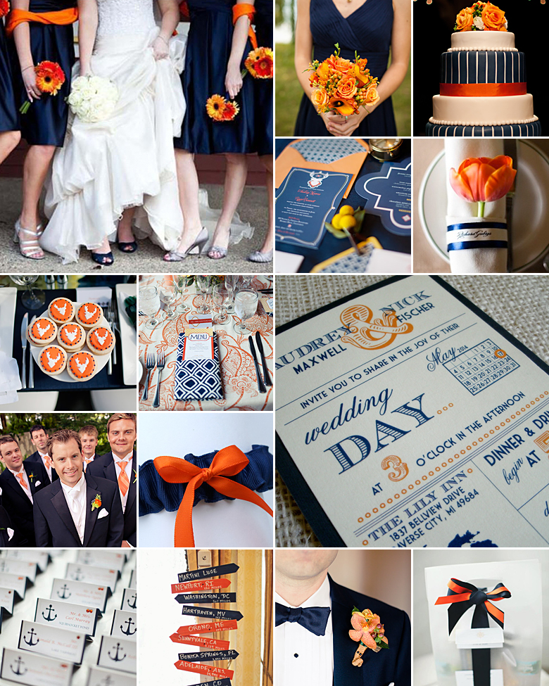 Navy and Orange Weddings