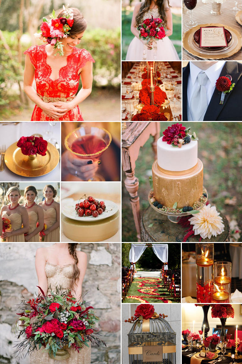 Red and Gold Weddings { Glitter + Glam }