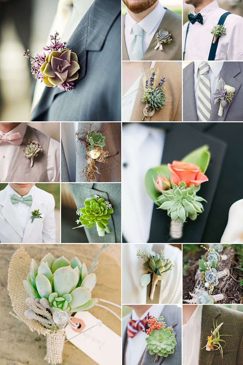 Succulent Boutonnieres { DIY Flowers }