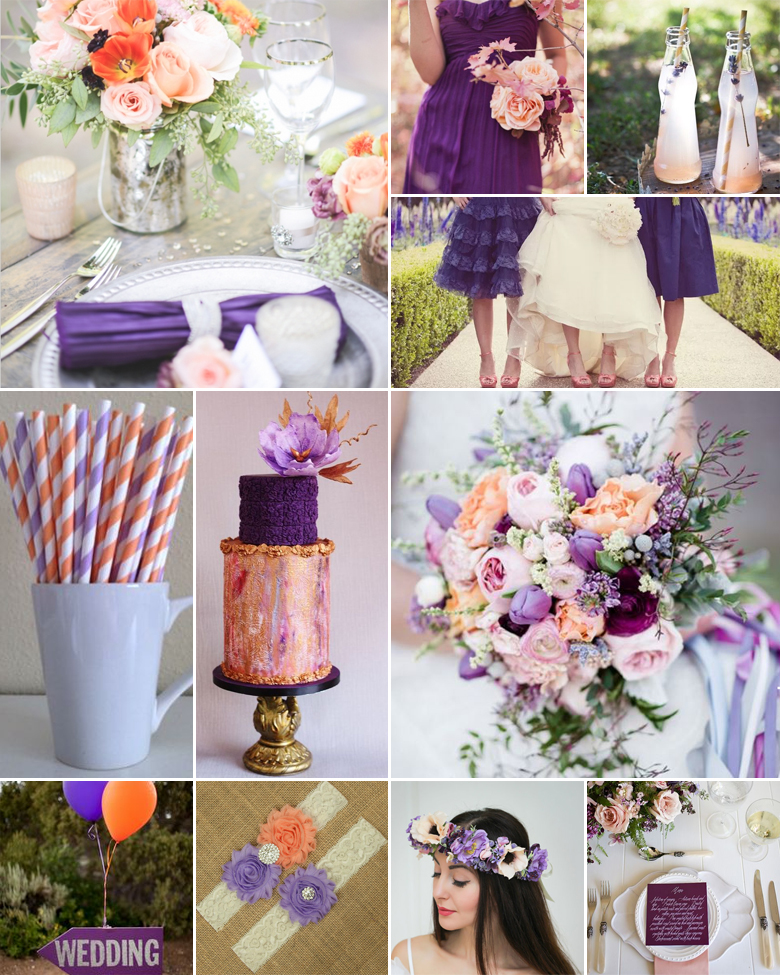 Purple and Peach Wedding Colours