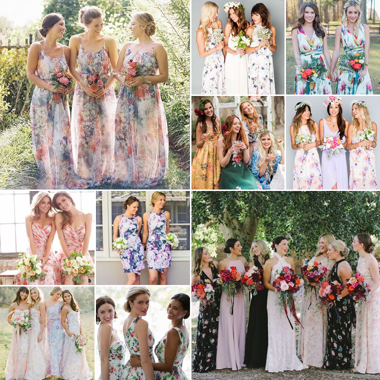 lavender floral bridesmaid dresses