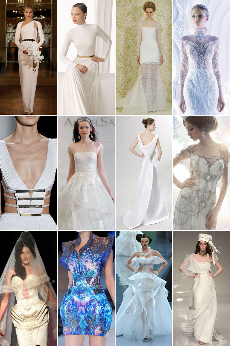 Futuristic wedding dress with cape