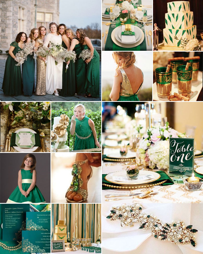 Emerald Green, Cream and Gold Weddings