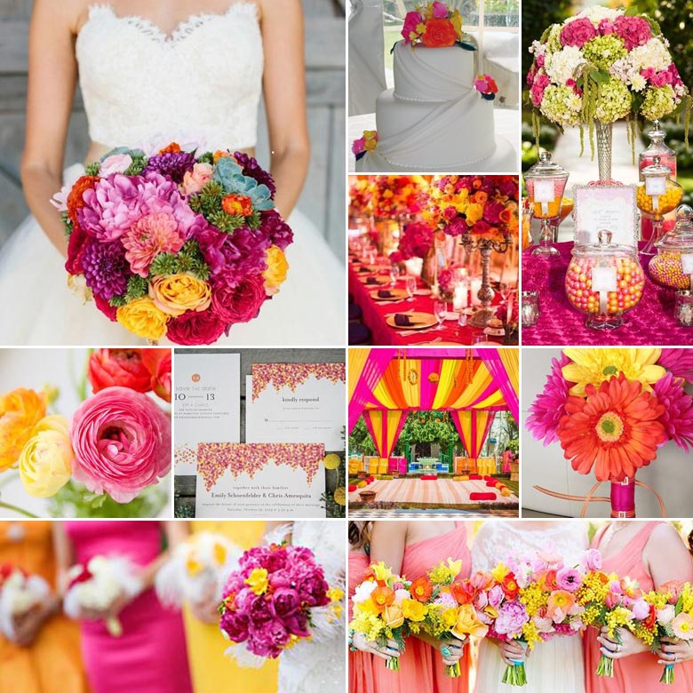 Magenta And Yellow Weddings