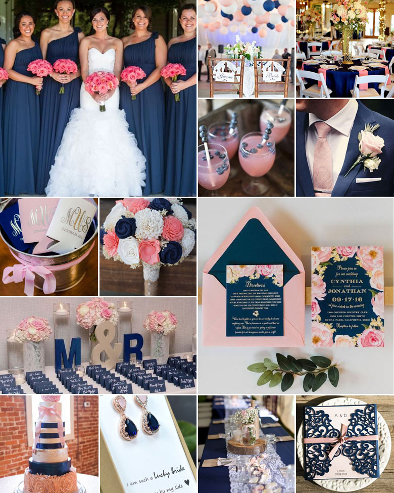 Navy and Pink Wedding Colours