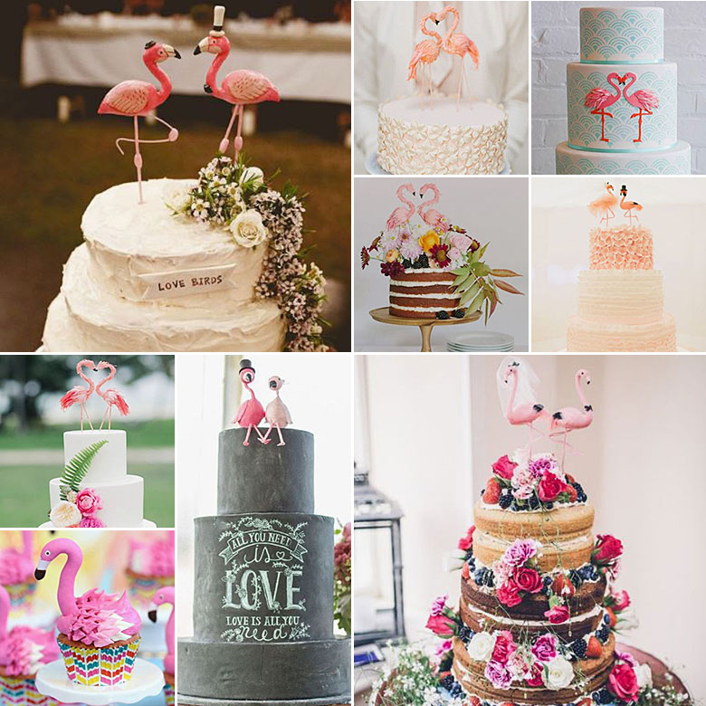 Flamingo Themed Wedding Cakes and Biscuits