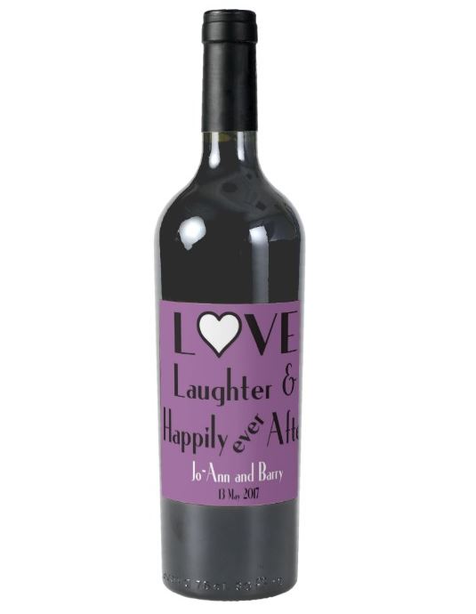 Love Laughter and Happily Ever After Wine Label