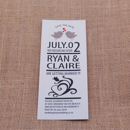 Love Bird Save the Date Bookmark