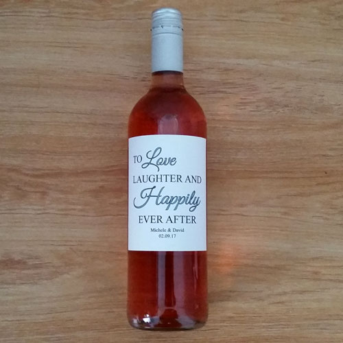 Love Laughter and Happily Ever After Wine Label – White